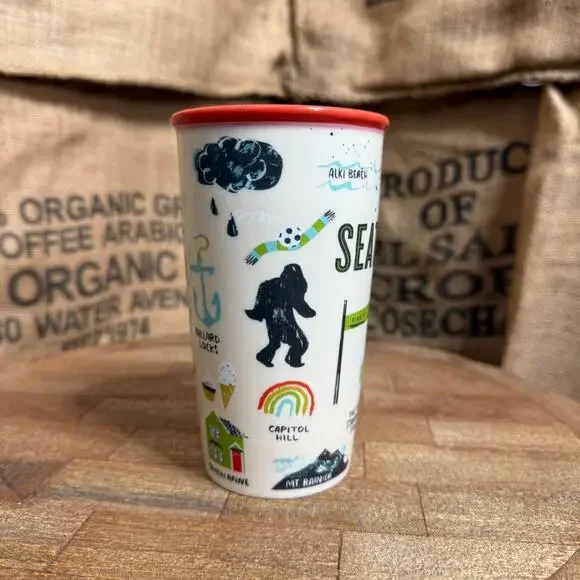 STARBUCKS Travel Tumbler Mug SEATTLE Local Collection Big Foot Alki Beach - Picture 3 of 5